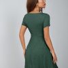 Lettuce Trim Drawstring Knot Front Summer Women Outfit Black Dress