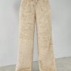 Drawstring Waist Teddy Wide Leg Pants