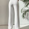 Solid Button Front Pants