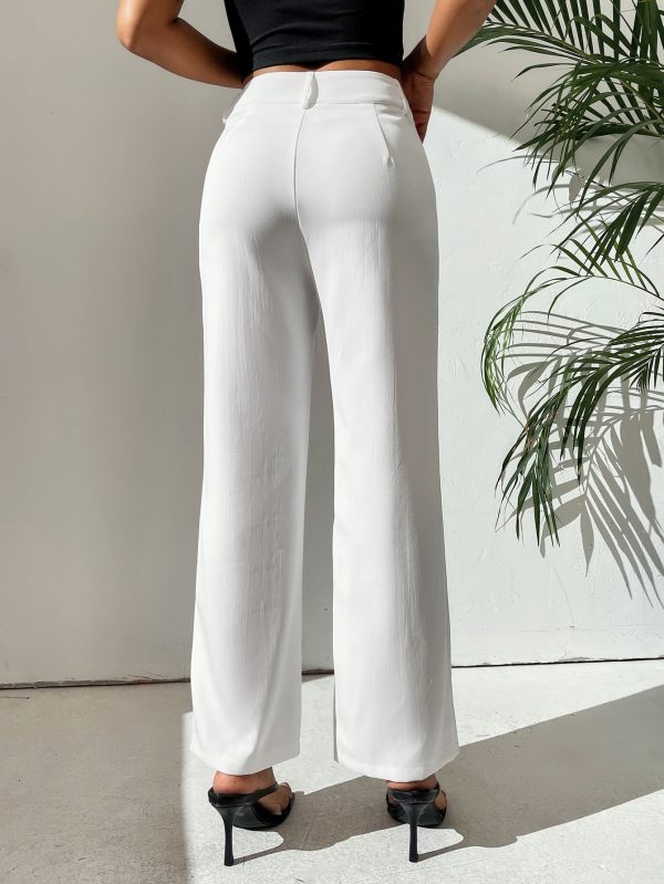 Solid Button Front Pants