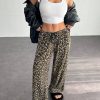 Leopard Print Knit Straight Leg Lounge Pants