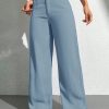 Women's Solid Color Button Zipper Straight Leg Casual Pants