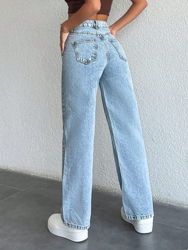 '- WIDE LEG HIGH WAISTLIGHT WASH