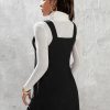 Solid Corduroy Overall Dress Without Sweater