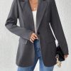 Women's French Collar Long Sleeve Solid Color Blazer Jacket For Autumn