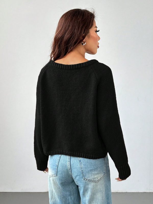 Women's Solid Color Oblique Shoulder Long Sleeve Casual Top
