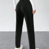 Solid Plicated Detail Black Pants