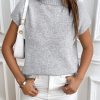 Women Casual Solid Color High Neck Knitted Sweater