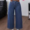 Women's Casual Zipper Front Wide Leg Jeans