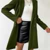 Women's Solid Color Front Button Long Sleeve Flat Collar Minimalist Jacket, Casual For Daily Wear