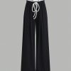 2pcs/Set Women Sleeveless Round Neck Top And Drawstring Two-Tone Flounced Hem Pants