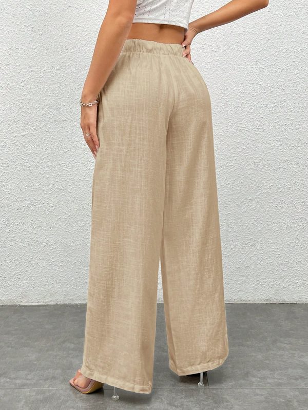 Women's White Woven Wide Leg Pants