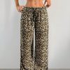 Leopard Print Knit Straight Leg Lounge Pants