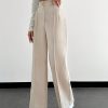 Women's Solid Color Front Button Minimalist Long Pants, Casual Everyday Wear