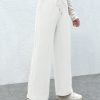 Ladies' Solid Color Drawstring Waistband Casual Wide Leg Shorts With Pockets