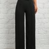 Spring/Summer Overlapping Waist Seam Black Trousers Wide Leg Pants