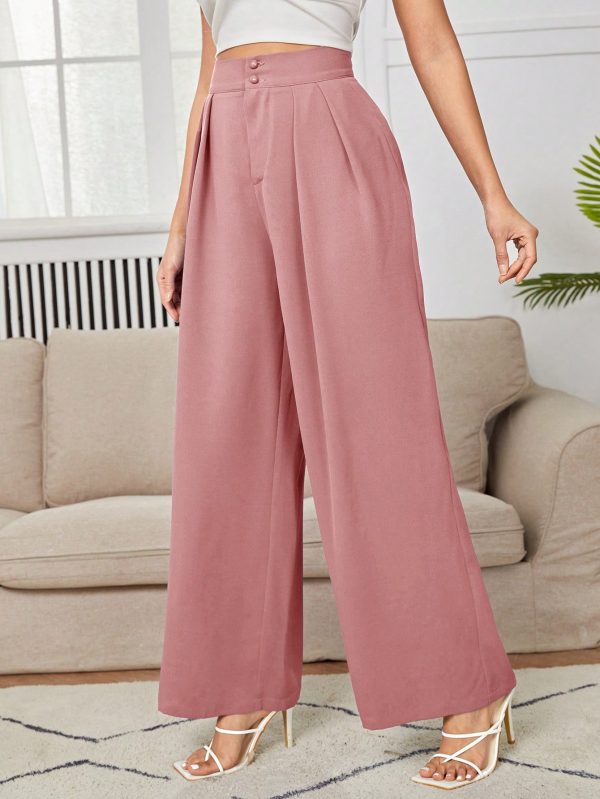 Women's Solid Color Zipper Closure Long Pants