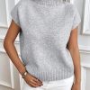Women Casual Solid Color High Neck Knitted Sweater