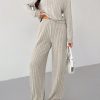 Knit Drop Shoulder Drawstring Hoodie & Pants, Fall Two Piece Outfit