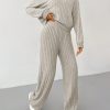 Knit Drop Shoulder Drawstring Hoodie & Pants, Fall Two Piece Outfit