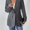 Women's French Collar Long Sleeve Solid Color Blazer Jacket For Autumn