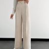 Women's Solid Color Front Button Minimalist Long Pants, Casual Everyday Wear