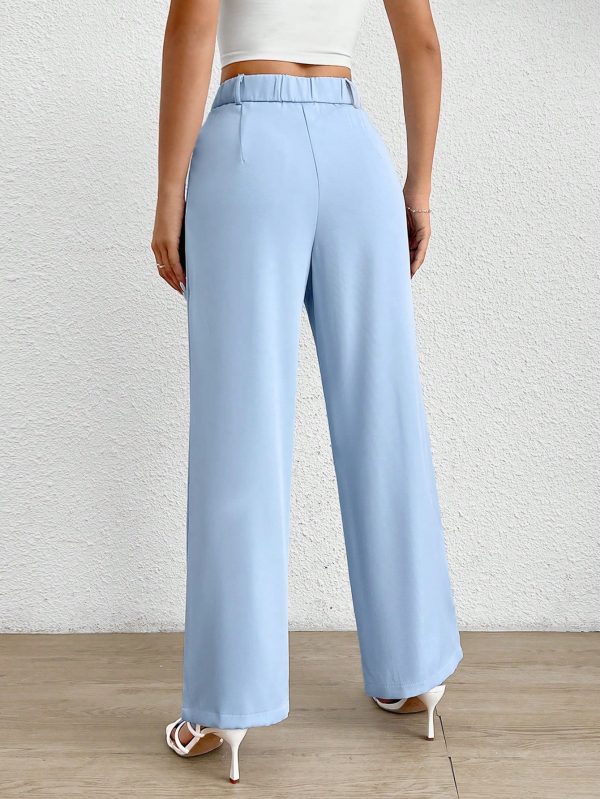 Casual Commuting Solid Color Wide Leg Pants