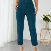 High Waist Press Crease Tapered Black Summer Pants