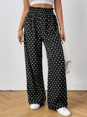 Women's Daily Casual Ruffled Edge All-Over Polka Dot Print Pants