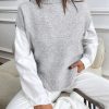Women Casual Solid Color High Neck Knitted Sweater