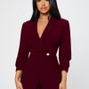 Solid Shawl Collar Wrap Romper