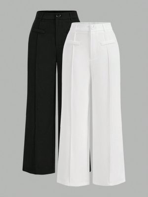 High-Waisted Wide-Leg Women's Suit Pants, Two-Pack
