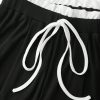 2pcs/Set Women Sleeveless Round Neck Top And Drawstring Two-Tone Flounced Hem Pants