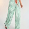 Casual Woven Striped Mid-Rise Loose Wide-Leg Women's Trousers
