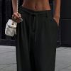 Women's Solid Color Front Tie Pocket Simple Casual Pants