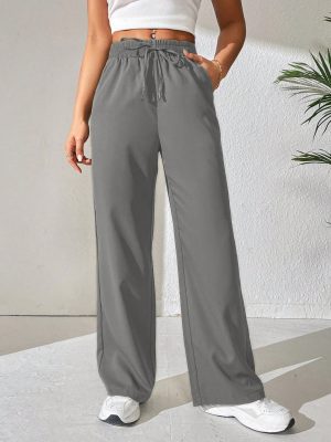 Drawstring Waist Wide Leg Pants