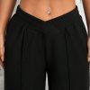 Women's Solid Color Waist Wrap Black Wide Leg Pants