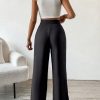 Women's Solid Color High Waist Pleated Wide Leg Loose Pants With Refined Elegant Style