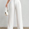 Women's Solid Color Pleated LooseWhite Pants