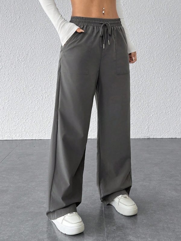 Women Causal Solid Loose Fit Wide Leg Baggy Pants