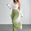 Simple Solid Color Wrap High Waist Flared Pants