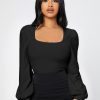 Square Neck Lantern Sleeve Tee