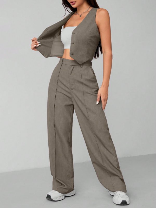 Women's Single Breasted Vest And Pants Formal Business Suit, Summer