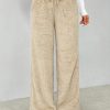 Drawstring Waist Teddy Wide Leg Pants