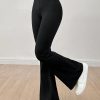 Solid Elastic Waist Flare Leg Leggings