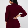 Solid Shawl Collar Wrap Romper