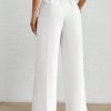 Women's Solid Color Pleated LooseWhite Pants