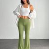 Simple Solid Color Wrap High Waist Flared Pants