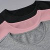 2pcs/Set  Basics Tee With Ruched Sides, Versatile Undershirts