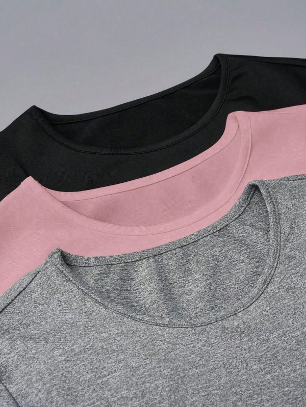 2pcs/Set  Basics Tee With Ruched Sides, Versatile Undershirts